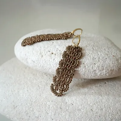 Jewelry - DESIGNER EARRINGS, WIRE AND METALLIC BEADS, BARK MODEL - KARAWAN AUTHENTIC