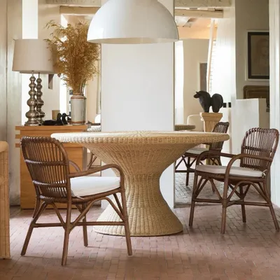 Tables Salle à Manger - Table de salle à manger ronde en rotin OSLO - MAHE HOMEWARE
