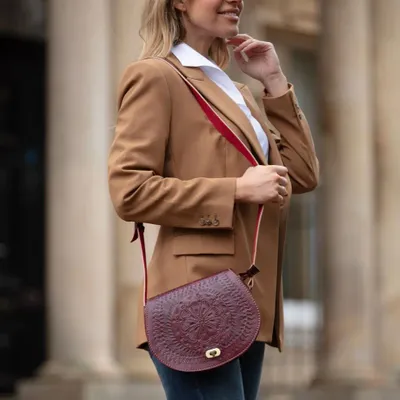 Bags and totes - Ladies' Embossed Leather Saddle Bag - BERBER LEATHER