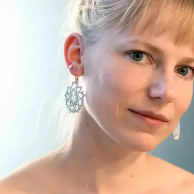 Jewelry - EARRINGS MADE OF WIRE & BEADS, FLOWER - KARAWAN AUTHENTIC