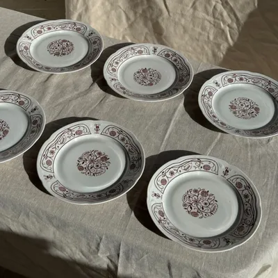 Assiettes de réception - Lot de 6 assiettes à dessert vintage Made in Poland D19 - OFFICE OBJETS