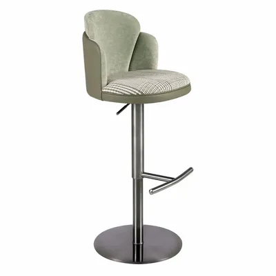 Tabourets - Tabouret pivotant en tissu vert foncé et blanc et similicuir vert oliv - ANGEL CERDÁ