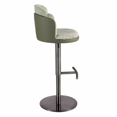 Tabourets - Tabouret pivotant en tissu vert foncé et blanc et similicuir vert oliv - ANGEL CERDÁ