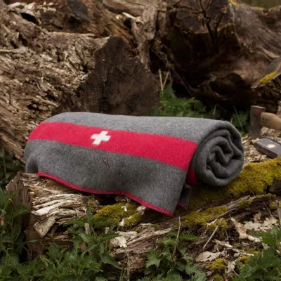 Linge de lit - Plaid en laine mérinos SWISS ARMY - gris - MOST-BLANKETS