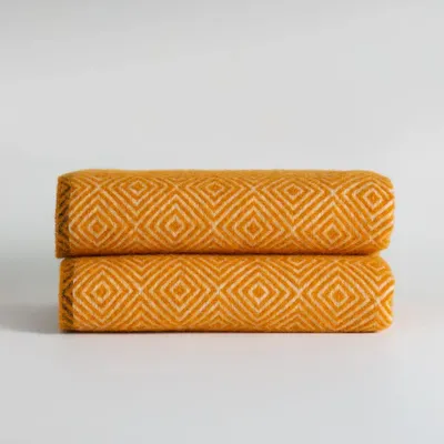 Throw blankets - Wool throw blanket VENEZIA Yellow - MOST-BLANKETS