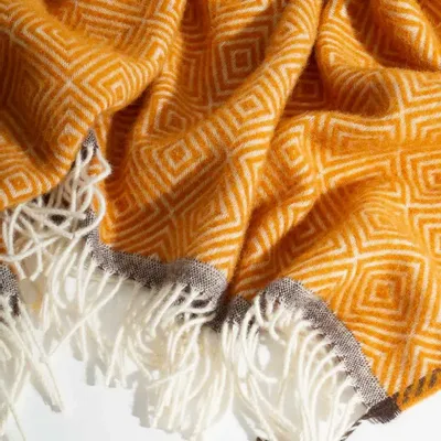 Throw blankets - Wool throw blanket VENEZIA Yellow - MOST-BLANKETS