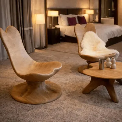 Lounge chairs - Athena Collection | Exclusive Lounge Series | Premium Solid Oak Wood - NEXART ENGINEERING