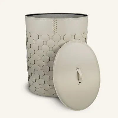 Spa - Panier à linge ovale en cuir tressé avec couvercle MAIRA - LIMAC DESIGN