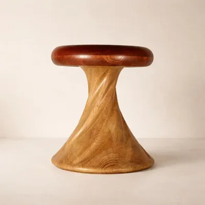 Stools - Hera | Duo Colored | Sculpted Exclusive Stool | European Oak Wood - NEXART