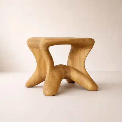 Tabourets - Aura | Tabouret Sculpté Exclusif | Chêne Européen Massif - NEXART