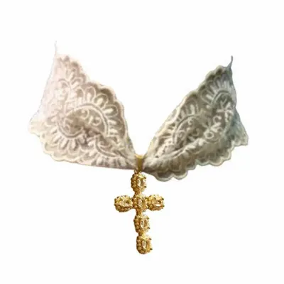 Bijoux - Choker croix - Collier ras du cou en dentelle - FASCINATO