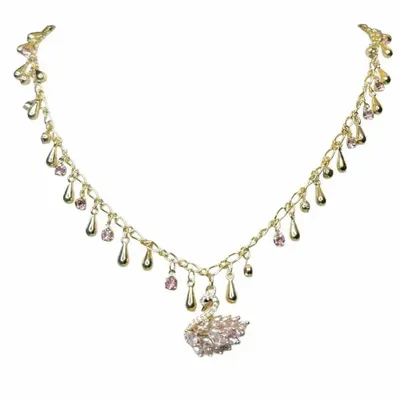 Bijoux - Collier Swan -  Strass roses - FASCINATO