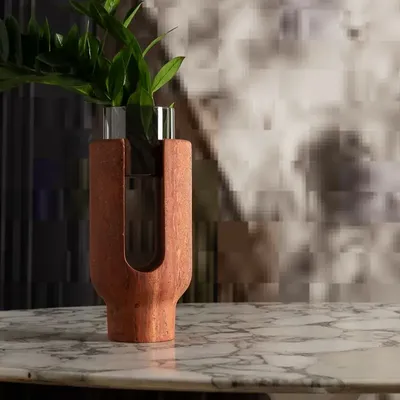 Bougeoirs et photophores  - VASE POUR FLEUR EN MARBRE LYRA PHOTOPHORE - OOUMM