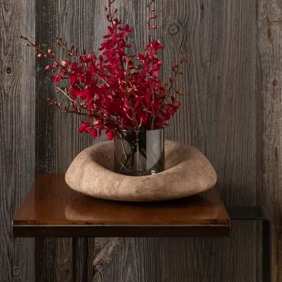 Objets de décoration - Plateau et vase pour fleur, en marbre CETUS PHOTOPHORE - OOUMM