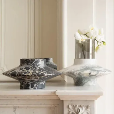 Candlesticks and candle holders - GAMMA CANDLE HOLDER MARBLE FLOWER VASE - OOUMM