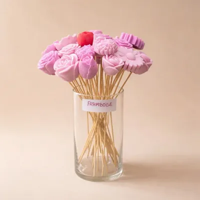 Gifts - Wax flower - Raspberry - Vegetable wax - COSMÉTIQUES DE QUIBERON