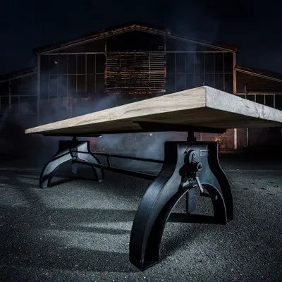 Bureaux d'entreprise - Industrial Solid Wood Table with Steel Base SL-011 - STURDY-LEGS