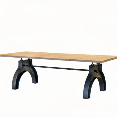 Tables Salle à Manger - SL-002 Industrial Solid Wood Table with Steel Base - STURDY-LEGS