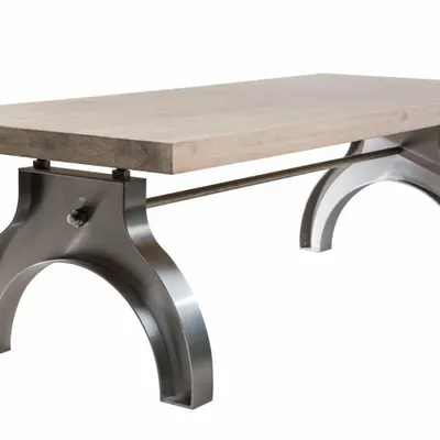 Dining Tables - SL-002 Industrial Solid Wood Table with Steel Base - STURDY-LEGS