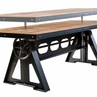 Tables Salle à Manger - Industrial Solid Wood Table with Steel Base SL-022 - STURDY-LEGS