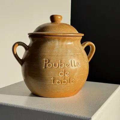 Poubelles de cuisine - Grande poubelle de table grès Grès Village France H21 - OFFICE OBJETS