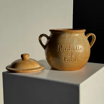 Poubelles de cuisine - Grande poubelle de table grès Grès Village France H21 - OFFICE OBJETS