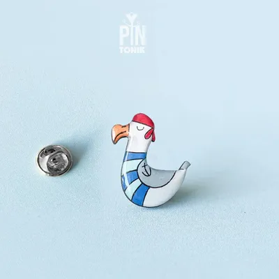 Brooches - Seagull Pirate Wooden Pin - PINTONIK