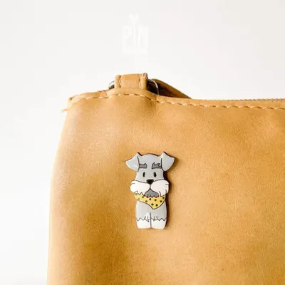 Brooches - Schnauzer Wooden Pin - PINTONIK