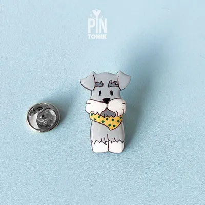 Brooches - Schnauzer Wooden Pin - PINTONIK