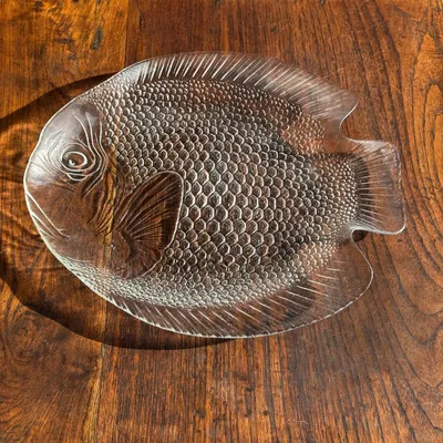 Verres - Grand plat poisson verre transparent Arcoroc vintage L38,5 - OFFICE OBJETS