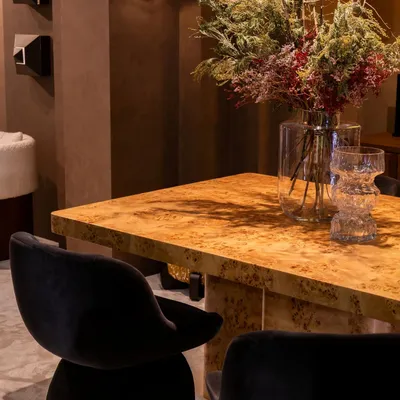 Tables for hotels - Burl Rectangular Dining Table in Poplar Burl wood, made in Portugal - DUISTT