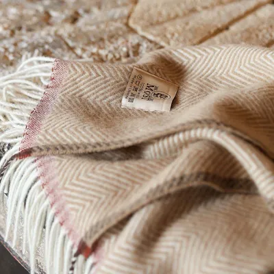 Throw blankets - Wool throw blanket Denver Crema - MOST-BLANKETS