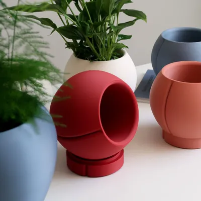 Floral decoration - INDOOR PLANTER WITH SAUCER  - ORBELLE OVAL - MENDELEK STUDIO