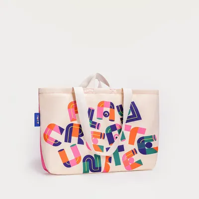 Bags and totes - Pink & Cream Canvas Tote Bag - ROOT