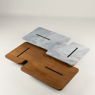Tables basses - Jais Coffee Table Matériaux mixtes (Bois + Marbre/Pierre + Métal/Laiton) Sur mesure (bois + pierre + laiton) - ARBORE BY CAREL WOODWORKS