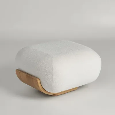 Ottomans - Cannoli Ottoman Bent Oak + Upholstery Natural (frame) + Custom Fabric - ARBORE BY CAREL WOODWORKS