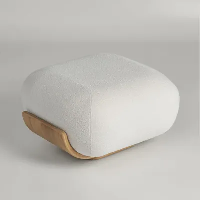 Ottomans - Cannoli Ottoman Bent Oak + Upholstery Natural (frame) + Custom Fabric - ARBORE BY CAREL WOODWORKS