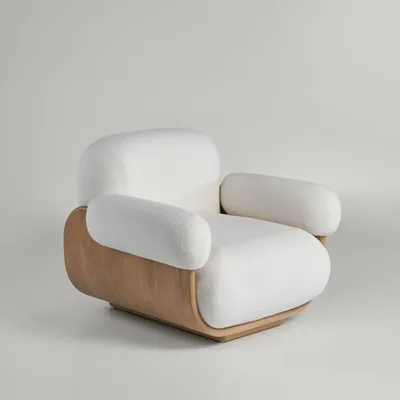 Lounge chairs - Cannoli Lounge Chair Wood Frame + Upholstery Natural (frame) + Custom Fabric - ARBORE BY CAREL WOODWORKS