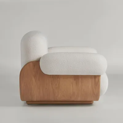 Chaises longues - Cannoli Lounge Chair Structure bois + Tissu d’ameublement Naturel (structure) + Tissu sur mesure - ARBORE BY CAREL WOODWORKS