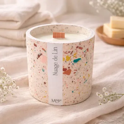Candles - Terrazzo Candle — Linen Cloud - MIMPI