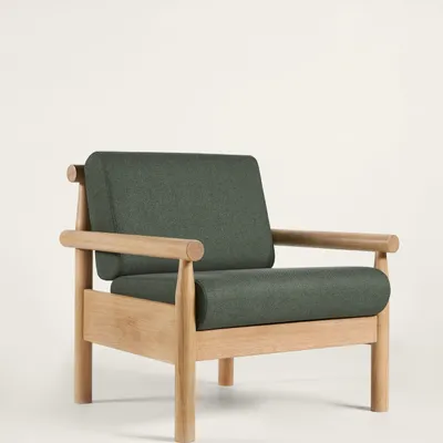 Chaises longues - Steekla Lounge Chair Structure bois + Tissu d’ameublement Naturel (structure) + Tissu sur mesure - ARBORE BY CAREL WOODWORKS