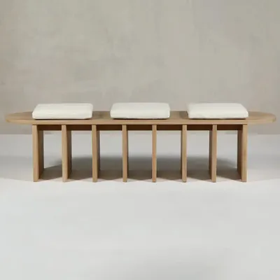 Benches - Onix Solid Oak + Upholstery Natural + Custom Fabric - ARBORE BY CAREL WOODWORKS