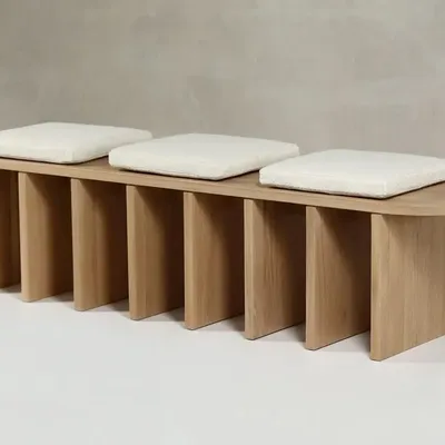 Benches - Onix Solid Oak + Upholstery Natural + Custom Fabric - ARBORE BY CAREL WOODWORKS