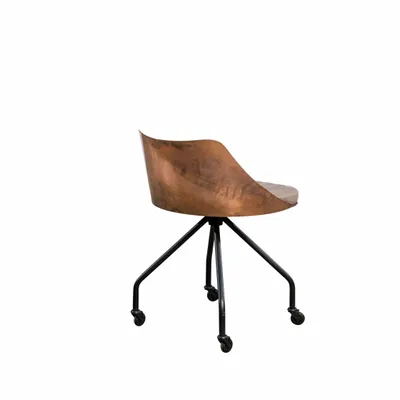 Office seating - Industrial Steel Chair with Leather Seat - STURDY-LEGS
