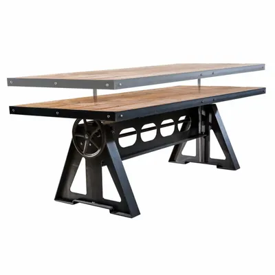 Bureaux d'entreprise - Industrial Solid Wood Table with Steel Base SL-022 - STURDY-LEGS