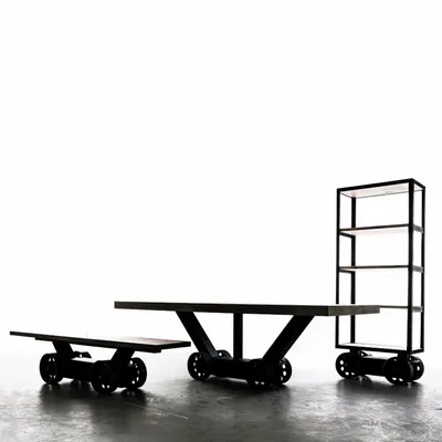 Mobilier et rangements pour bureau - Industrial Solid Wood Table with Steel Base SL-017 - STURDY-LEGS