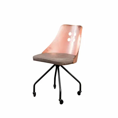 Armoires de bureau - Chaise industrielle en cuivre avec assise en cuir - STURDY-LEGS