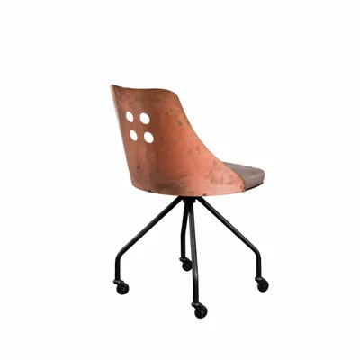 Armoires de bureau - Chaise industrielle en cuivre avec assise en cuir - STURDY-LEGS