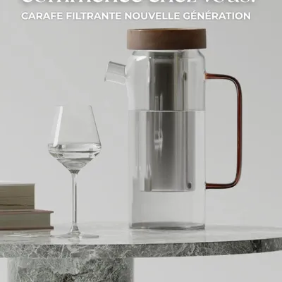 Tea and coffee accessories - New generation 1.5L glass filter jug - LE CHARBON ACTIF FRANCAIS