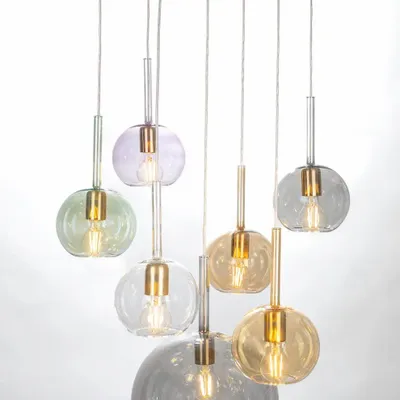 Gifts - HIKARI -Pendant lamp with 7 smooth Pyrex glass sphere - DEBORACARLUCCI
